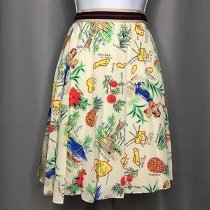 J CREW Hawaii Islands novelty print pleated skirt Size 00